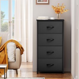 YITAHOME Storage Tower with 4 Drawers - Fabric Dresser, Organizer Unit for Bedroom, Living Room, Closets - Sturdy Steel Frame, Easy Pull Fabric Bins & Wooden Top