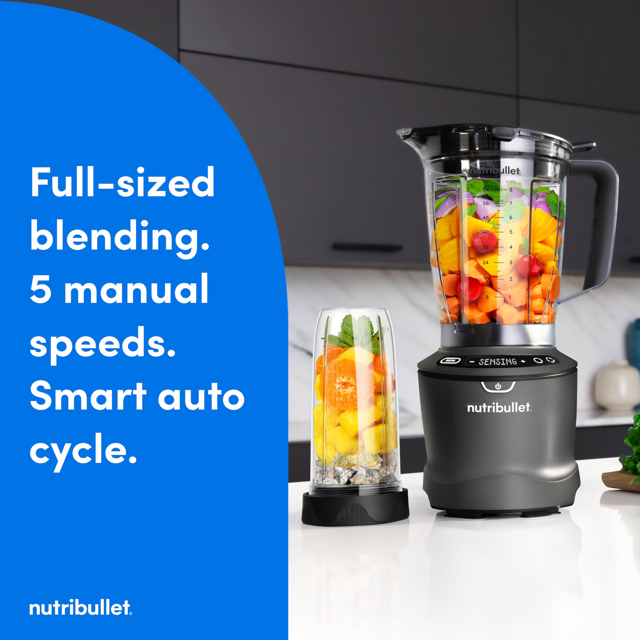 nutribullet SmartSense Blender Combo, 5-speed blender, 1400 Watt Gunmetal Gray