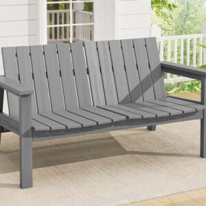 SERWALL Outdoor Bench for 2 Person, Grey 1 Pack