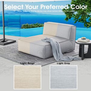 Patio Furniture Bean Bag 2 Person Chaise Lounge Chair Outdoor Middle Chair Reclining Chair Garden Pool Lounge Chairs Sunbathing Recliners Beach Lounge Chair Sunbed (light gray, 2 person lounge chair)