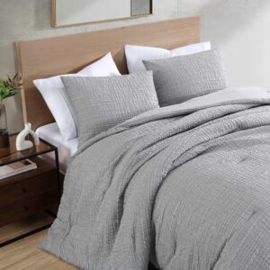 Kenneth Cole - Full/Queen Duvet Cover Set, Soft Bedding with Matching Shams, Embossed Modern Home Decor, Oeko-Tex Certified (Serenity Wavy Lines Grey, Full/Queen)