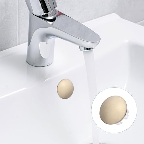 uxcell 5pcs Sink Overflow Rings, Bathroom Kitchen Basin Trim Bath Sink Hole Round Head Double Layer Brass Overflow Drain Cover Insert in Hole (Gold Tone, White)