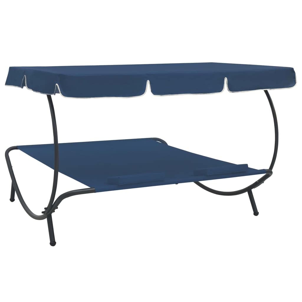 RINDIGOO Patio Seating Patio Lounge Bed with Canopy and Pillows Blue,Double Lounge Bed with Canopy and Pillows Weather Resistant, Durable, and Stylish for Outdoor Relaxation and Fun Outdoor Furniture