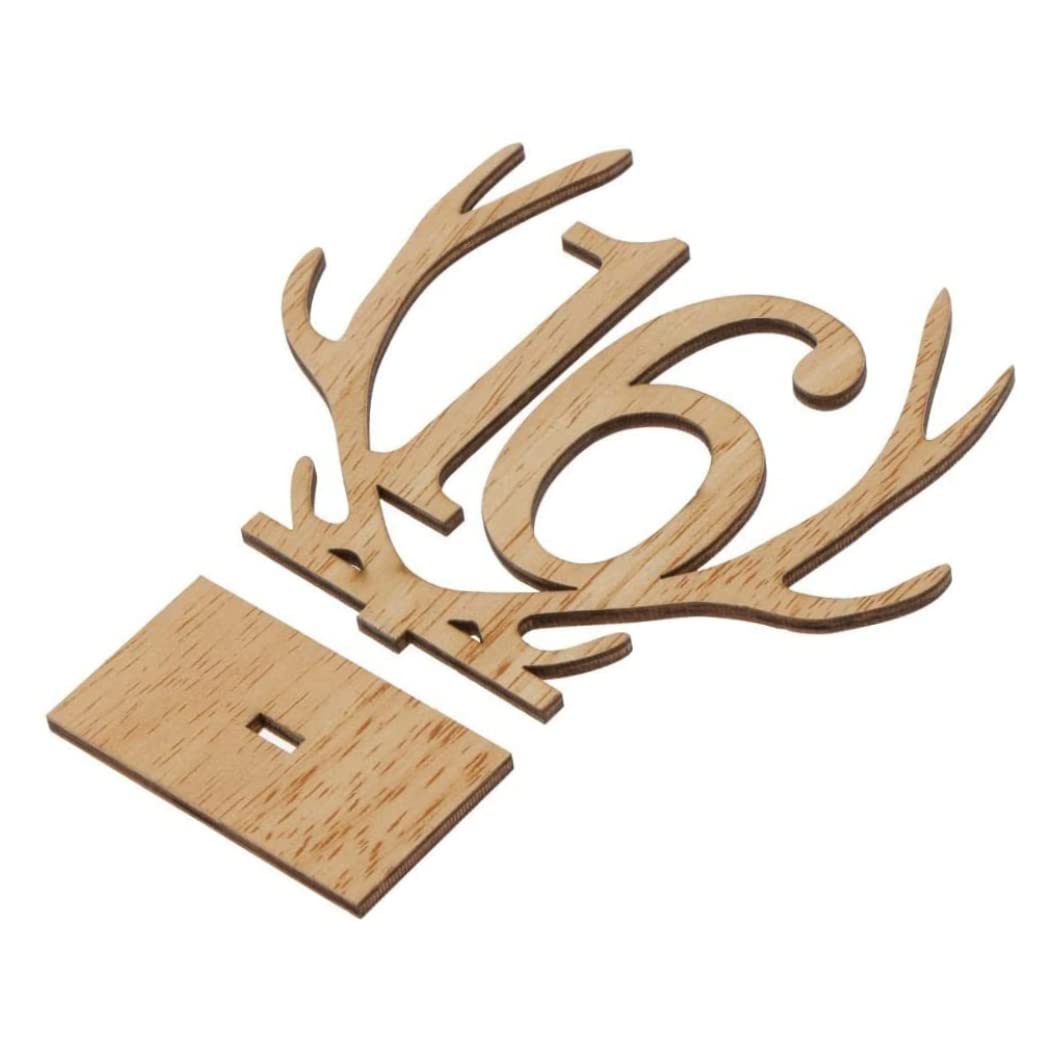 SWEETBIUTI Table Numbers Wooden Number Plate Freestanding Table Cards 1-20 Table Number Sign Stand Antler Table Cards Table Decor for Banquets Outdoor Living.