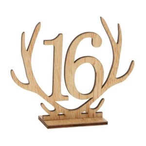 SWEETBIUTI Table Numbers Wooden Number Plate Freestanding Table Cards 1-20 Table Number Sign Stand Antler Table Cards Table Decor for Banquets Outdoor Living.