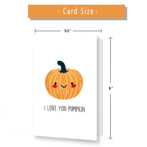 Asmallgf Cute Pumpkin Halloween Card for Kids Adult, Halloween Birthday Gifts for Him Her, I Love You Pumpkin