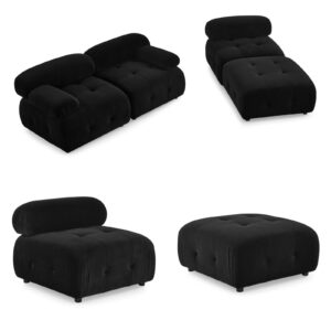 ChicFurnit Couch, L-Shaped Sectional Sofa, Modular Sectional Sofa with Reversible Ottoman, Button Tufted Designed Sofa Couch with Foam Cushions, Reversible Sectional Couches for Living Room, Black