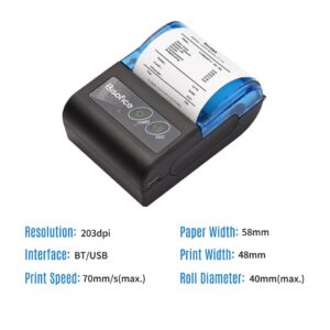 YEEHOU Mini Thermal Printer 2" Wireless Bluetooth USB Receipt Bill Ticket Printer B5Q5