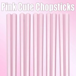 10 Pairs Fiberglass Chopsticks Reusable,Cute Reusable Chopsticks,9 Inch(Pink Chop sticks reusable dishwasher safe）