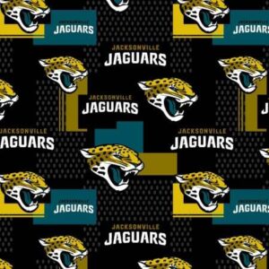 jacksonville jaguars cotton fabric - nfl team logo cotton fabric by the yard, fat quarter, half yard, 1 yard, 2 yard cuts