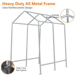 EuKer Ash 12'x12' Heavy Duty Outdoor Storage Shed - Roll-Up Zipper Door, Waterproof Design, Portable Structure, Versatile Use for Motorcycles, Bikes, and Garden Tools, Grey.