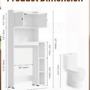 Seeday Over The Toilet Storage Cabinet, Space Saver Bathroom Shelf Over Toilet with Toilet Assistance Cabinet, Bathroom Storage Over The Toilet with Adjustable Feet Pad