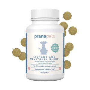 pranapets lignans & melatonin with biotin blend naturally aids in relieving symptoms of cushing’s in dogs up to 25 lb | promote healthy balance & overall well-being