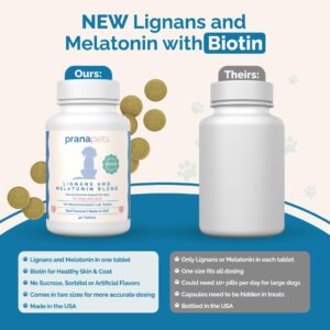 PranaPets Lignans & Melatonin with Biotin Blend Naturally Aids in Relieving Symptoms of Cushing’s in Dogs up to 25 lb | Promote Healthy Balance & Overall Well-Being