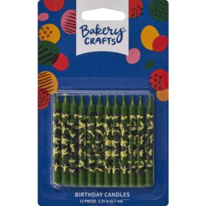 camouflage camo print specialty cake birthday cupcake candles (1 pack of 12 green)