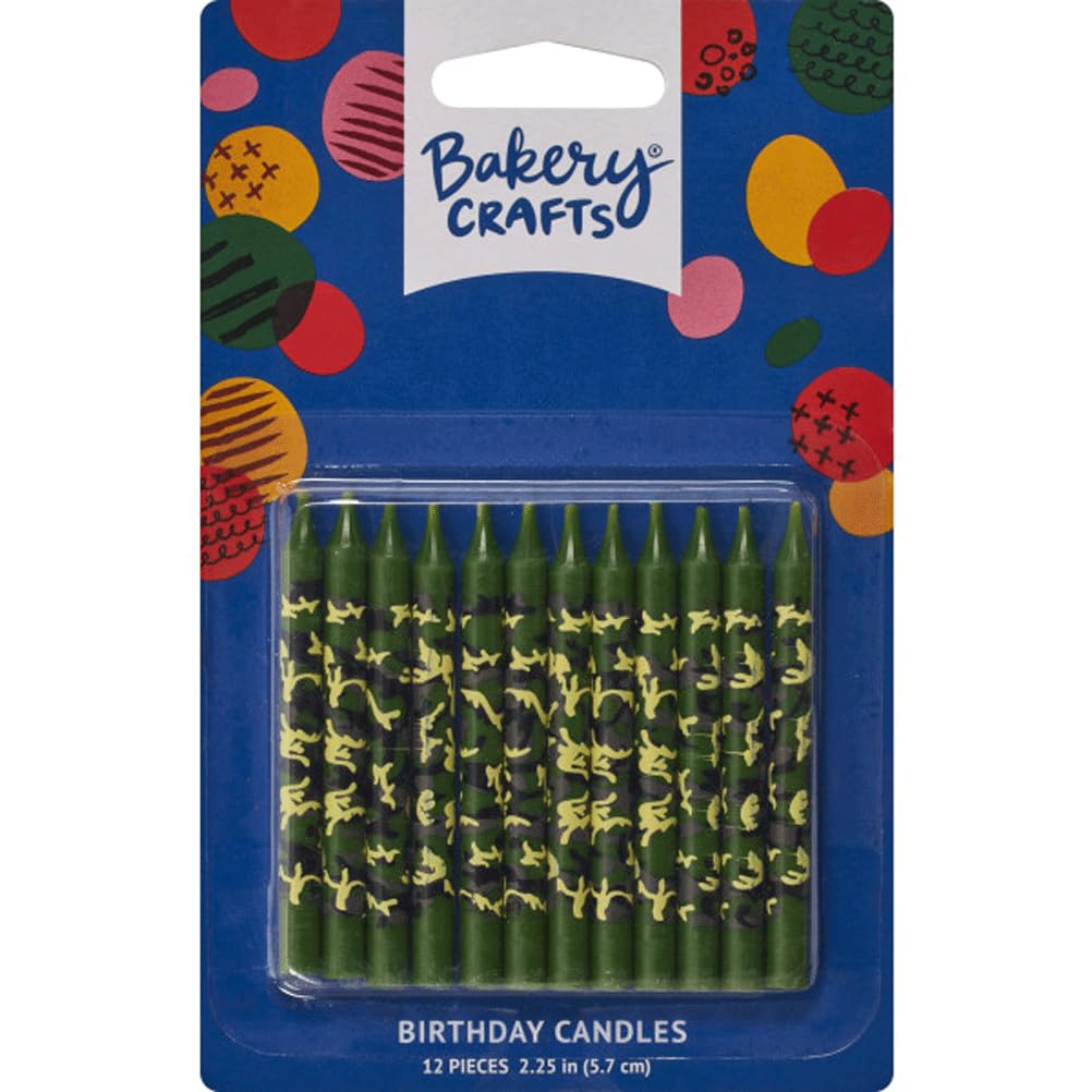 Camouflage Camo Print Specialty Cake Birthday Cupcake Candles (1 Pack of 12 Green)