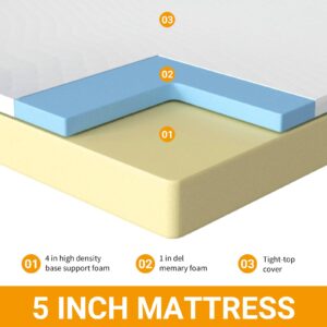 PIKAQTOP Premium 5 Gel Memory Foam Mattress - CertiPUR-US Certified, Bed-in-a-Box - Cool Sleep & Comfy Support - California King