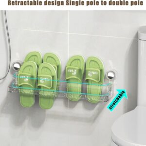 Suction Cup Retractable Slipper Rack, 2 in 1 Wall Mounted Slippers Towel Pole, Wall Mounted Adjustable Towel Rack, No Drilling Hang Walls for Bathroom(Mix)