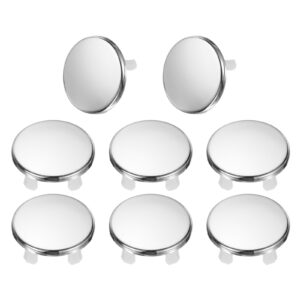 uxcell 8pcs sink overflow rings, bathroom kitchen basin trim bath sink hole round single layer plastic overflow drain cover insert in hole (silver tone, white)