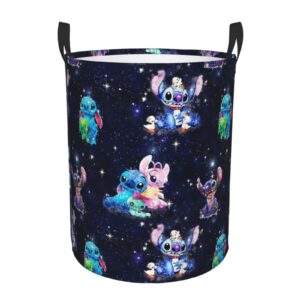 vlhencd cartoon laundry basket with handles, waterproof laundry hamper organizer basket for clothes toys medium