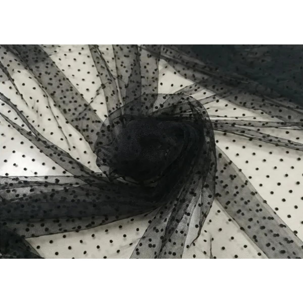 ECYC Ltd Black Polka Dot Tulle Fabric 59 inch x 1 Yard Flocked Small Polka Dot Sheer Tulle Fabric Soft Tulle Mesh Fabric Tulle Netting Fabric for Sewing, Dress, Curtain, DIY Crafts, Party Decorations