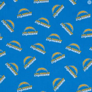 los angeles chargers cotton fabric - nfl team logo cotton fabric by the yard, fat quarter, half yard, 1 yard, 2 yard cuts