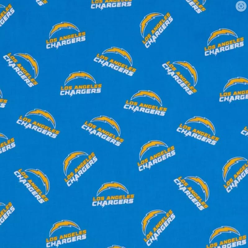 Los Angeles Chargers Cotton Fabric - NFL Team Logo Cotton Fabric by The Yard, Fat Quarter, Half Yard, 1 Yard, 2 Yard Cuts