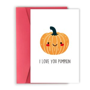 asmallgf cute pumpkin halloween card for kids adult, halloween birthday gifts for him her, i love you pumpkin