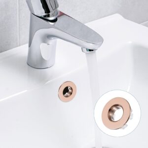 uxcell 8pcs Sink Overflow Rings, Bathroom Kitchen Basin Trim Bath Sink Hole Round Hollow Brass Overflow Drain Cover Insert in Hole (Rose Gold)