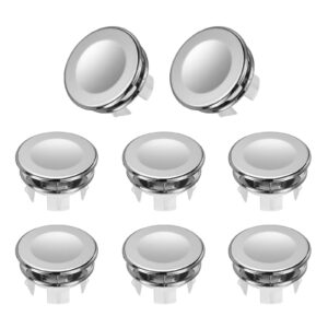 uxcell 8pcs sink overflow rings, bathroom kitchen basin trim bath sink hole round head double layer plastic overflow drain cover insert in hole (silver tone, white)