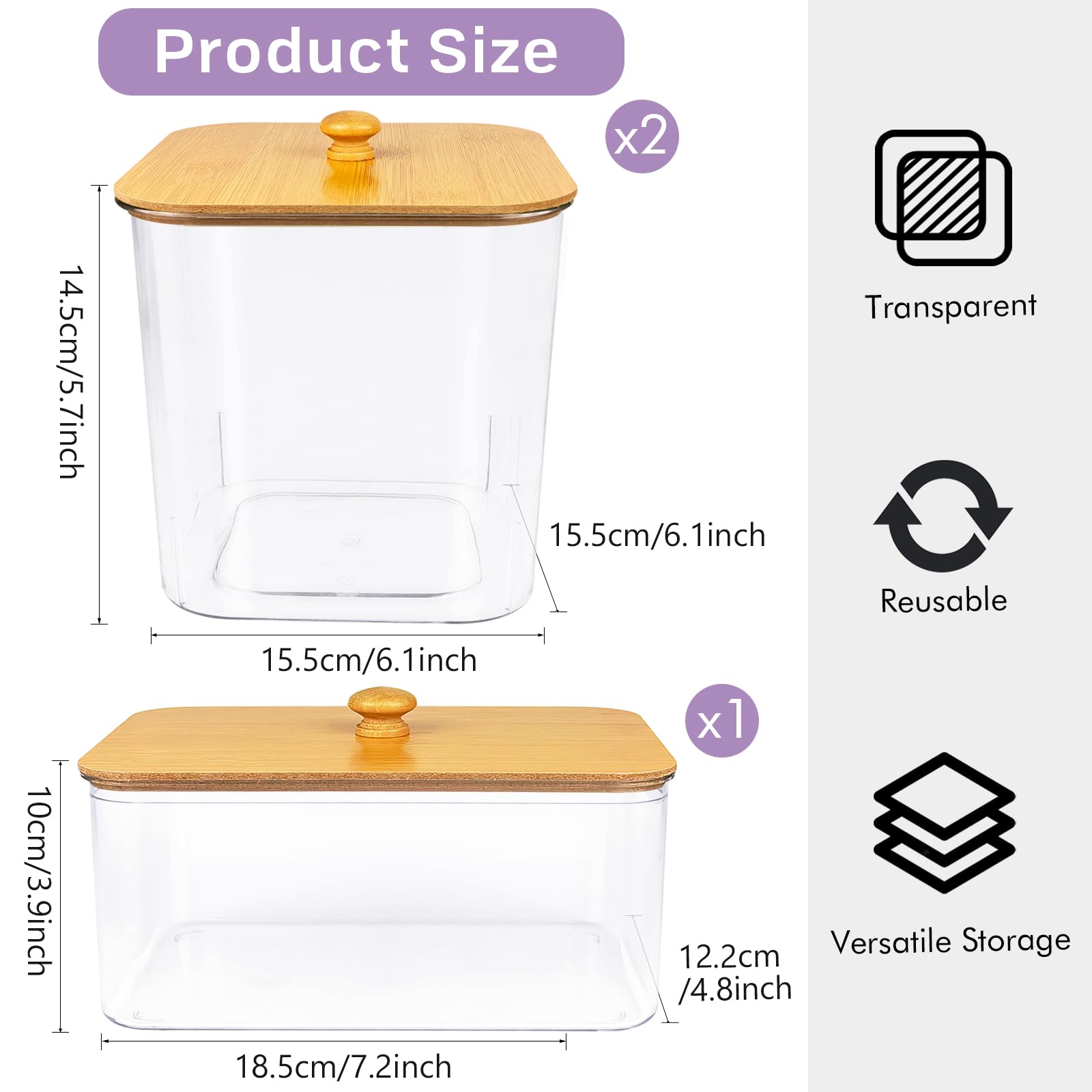 2+1 Pack Laundry Pods Container,Clear Laundry Detergent Powder Storage Containers,Laundry Room Organization Containers with Wooden Lids & Labels,Laundry Pods Holder for Scent Booster,Dryer Ball