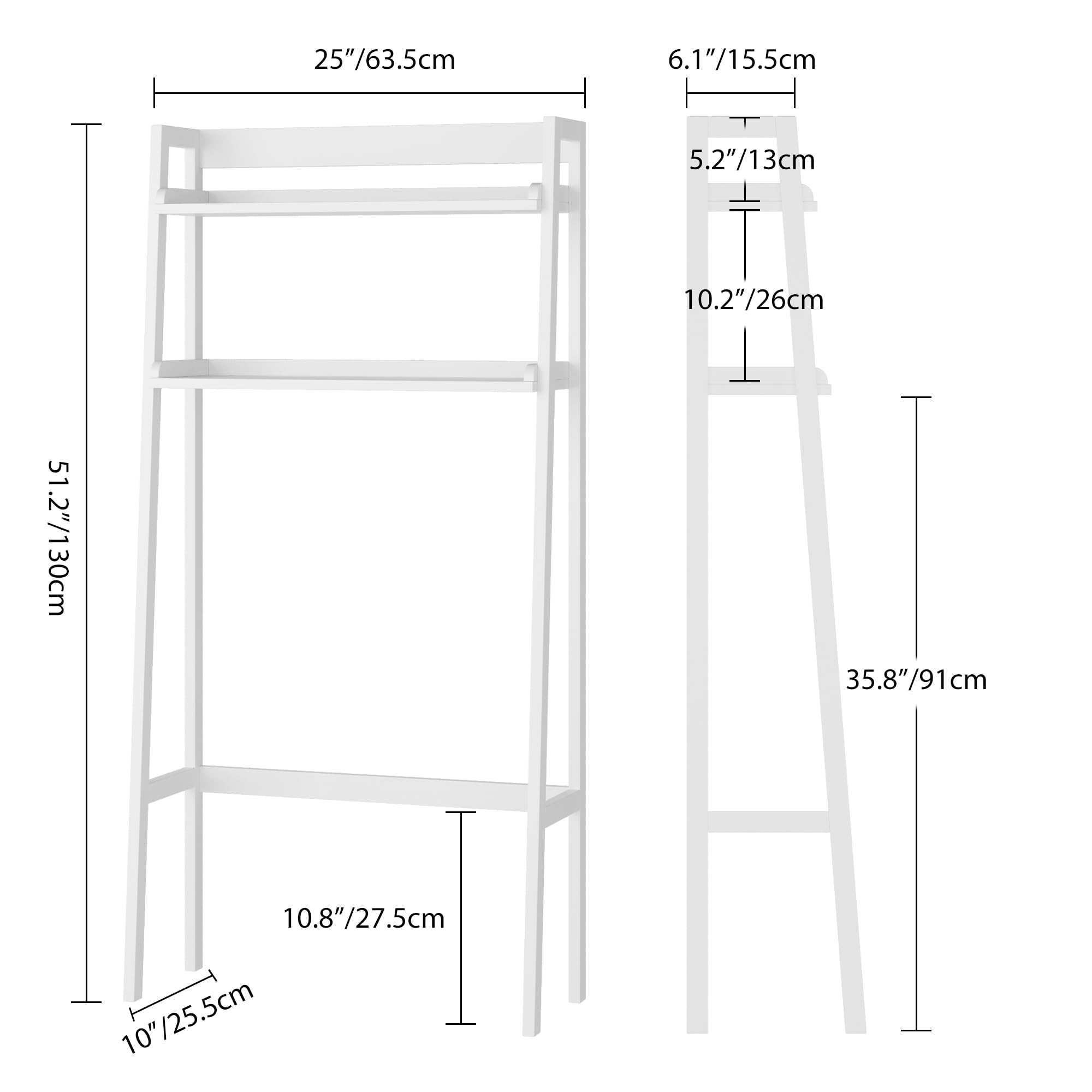 HITHOS Over The Toilet Storage Rack, 2-Tier Freestanding Bathroom Organizer, Wooden Bathroom Space Saver Toilet Rack for Home Office, White