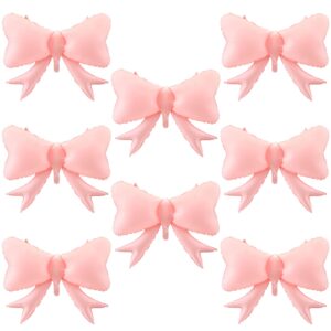 hungdao 8 pcs bow balloon bow theme birthday party decoration latex bow balloon baby shower girl party supplies macaron coquette cute supplies wedding bridal shower decoration (pink)