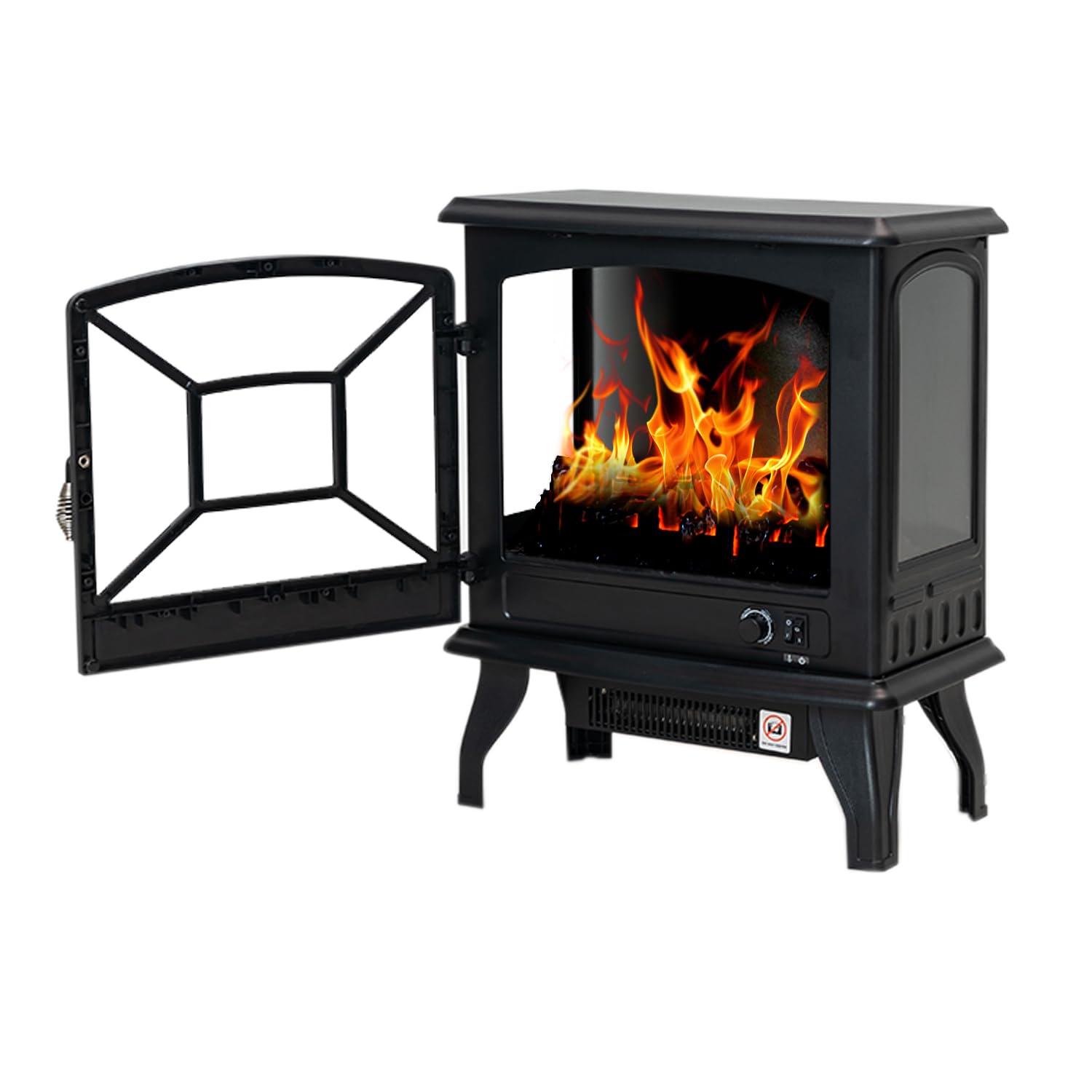 Panana Electric Fireplace Heater Portable Stove Heater Freestanding Fireplace, 5300 BTU, Realistic Flame Effect