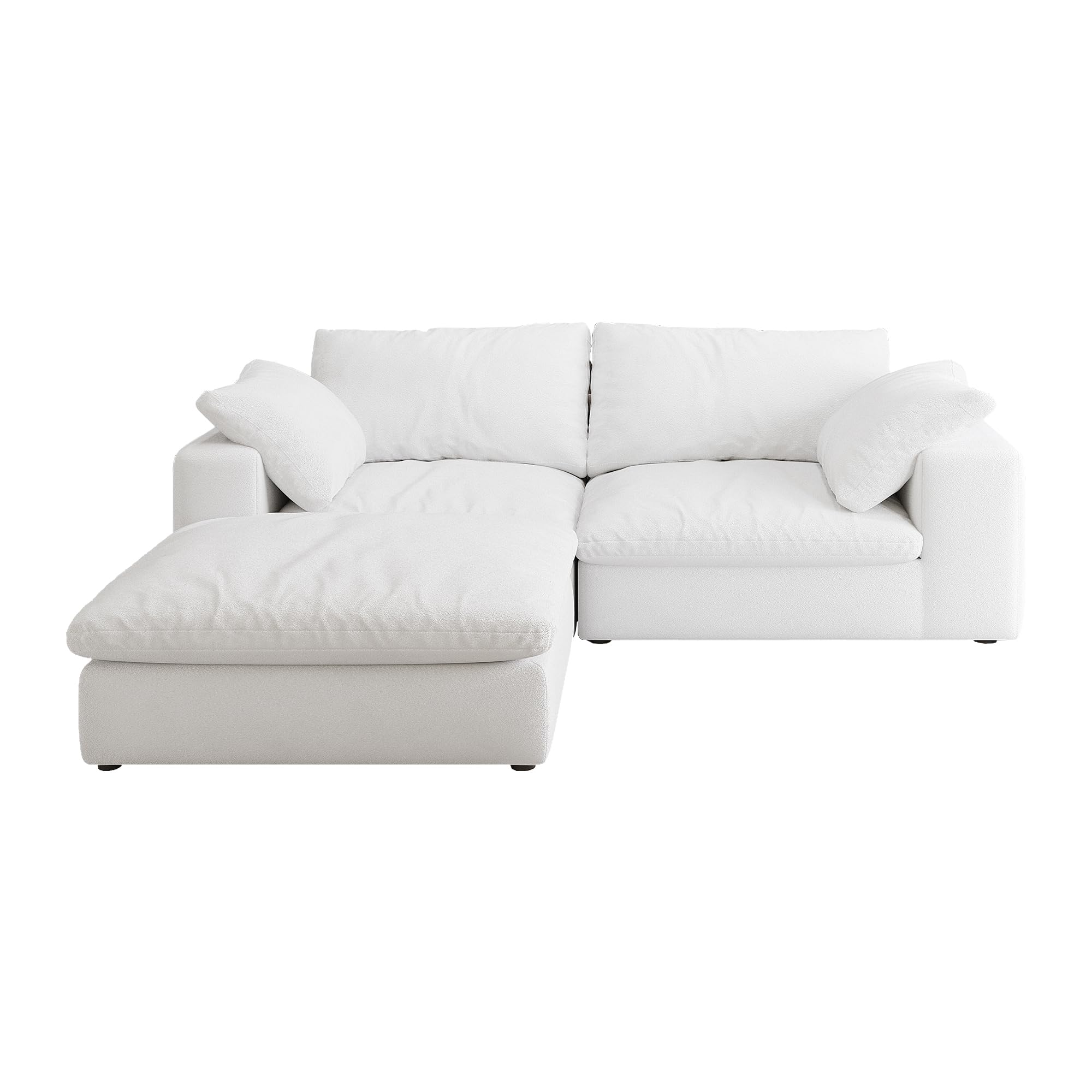 80'' Chenille Modular Sectional Sofa Comfy Deep Seat Down Feather Filled Cloud Couch with Removable Cushion and Pillows for Living Room (White, 2 Seaters+1 Ottoman)