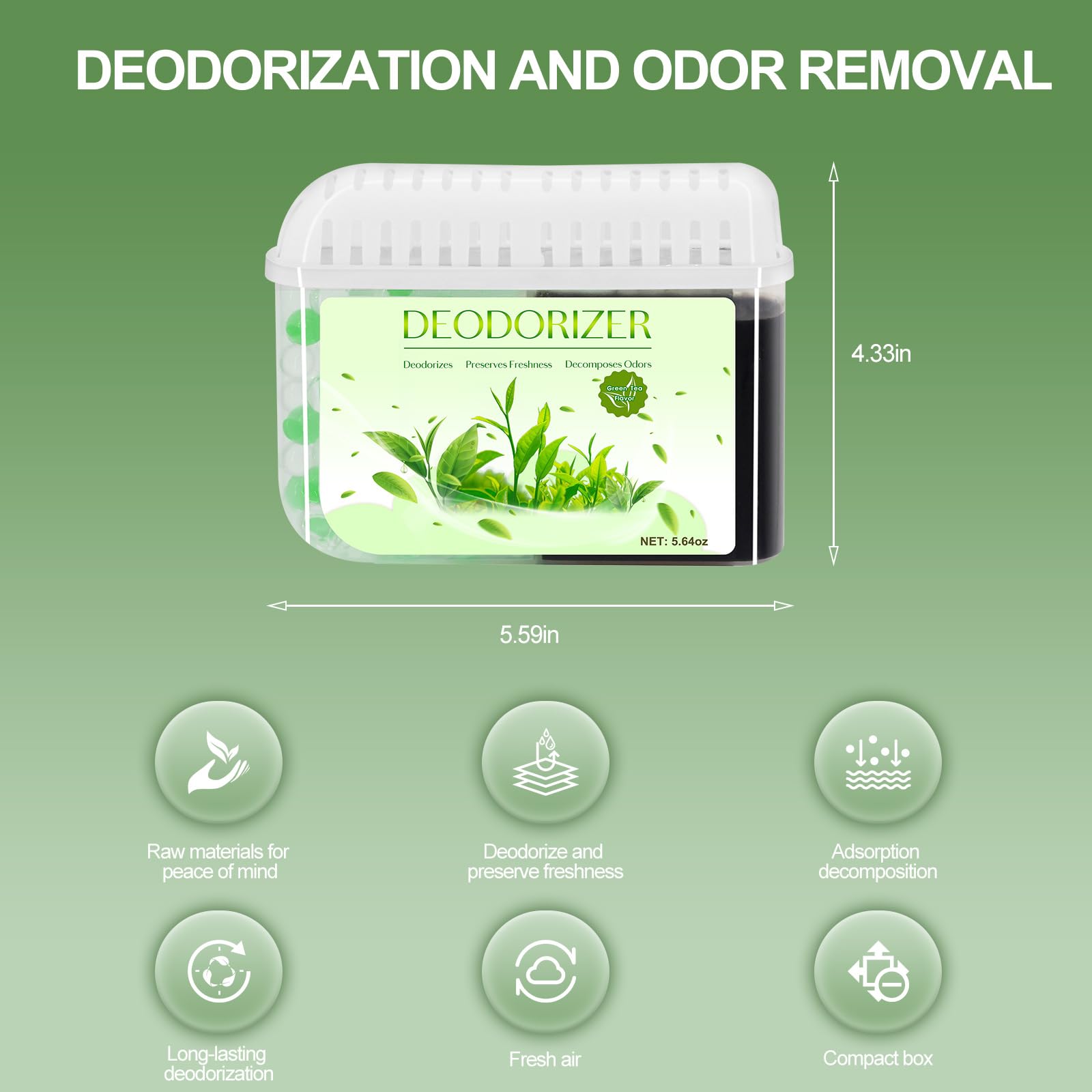 Refrigerator Deodorizer Can Be Used for over 2 Months More Effective Fridge Deodorizer than Baking Soda Bamboo Charcoal Suitable for Refrigerators Shoe Cabinets (Green tea flavor)