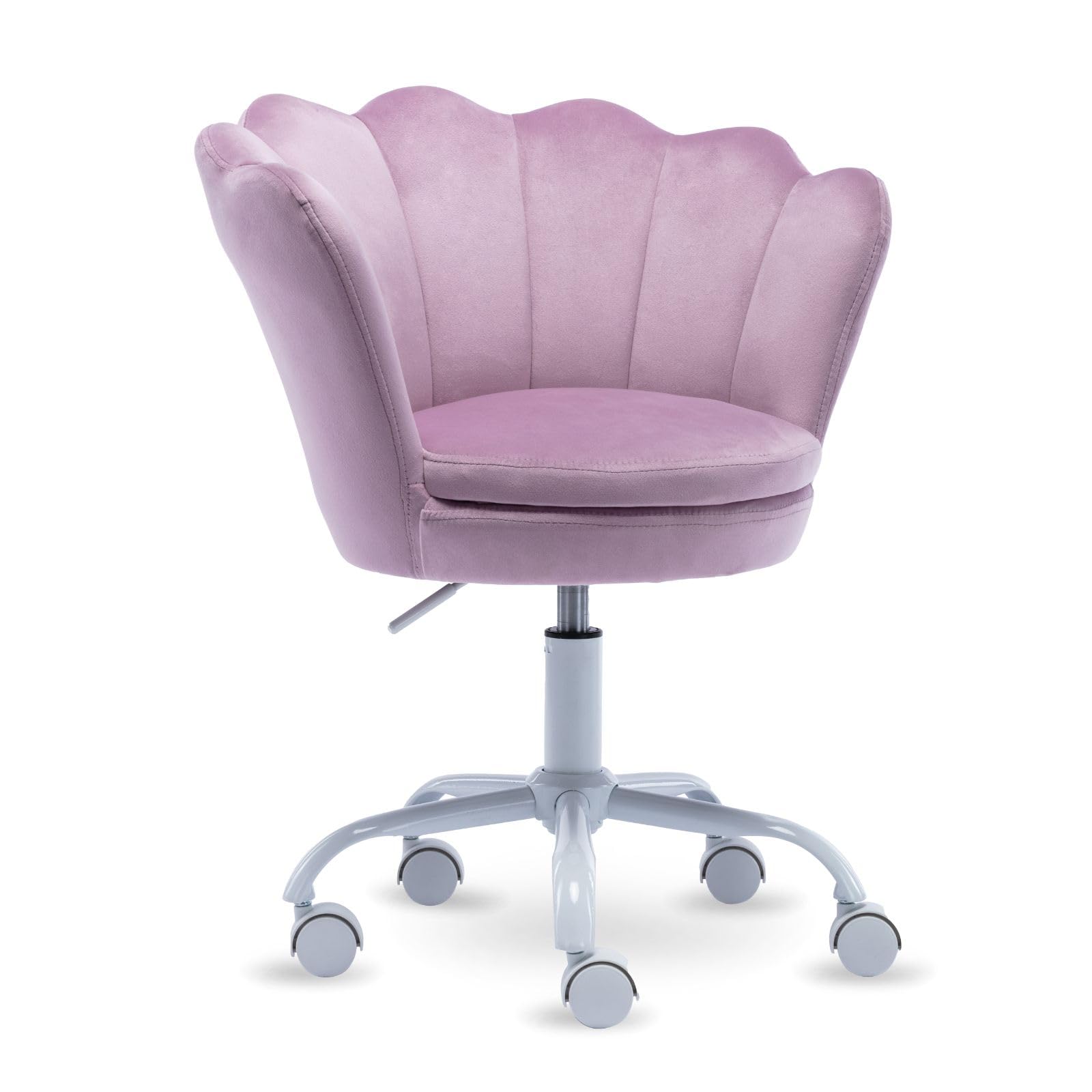 DAYALANE Kids Desk Chair with Wheels, Cute Petal Study Chair Computer Chair with Arms, Upholstered Task Chair Velvet Chair for Teen Girls, Swivel Kids Chair Rolling Chair for Bedroom, Vanity, Purple