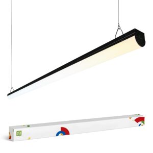 asd black 8ft led linear strip light fixture with q-base | ul dlc 65w-90w 120-277v linkable led shop light | 3500k-5000k adjustable dimmable office & workshop commercial ceiling light fixture