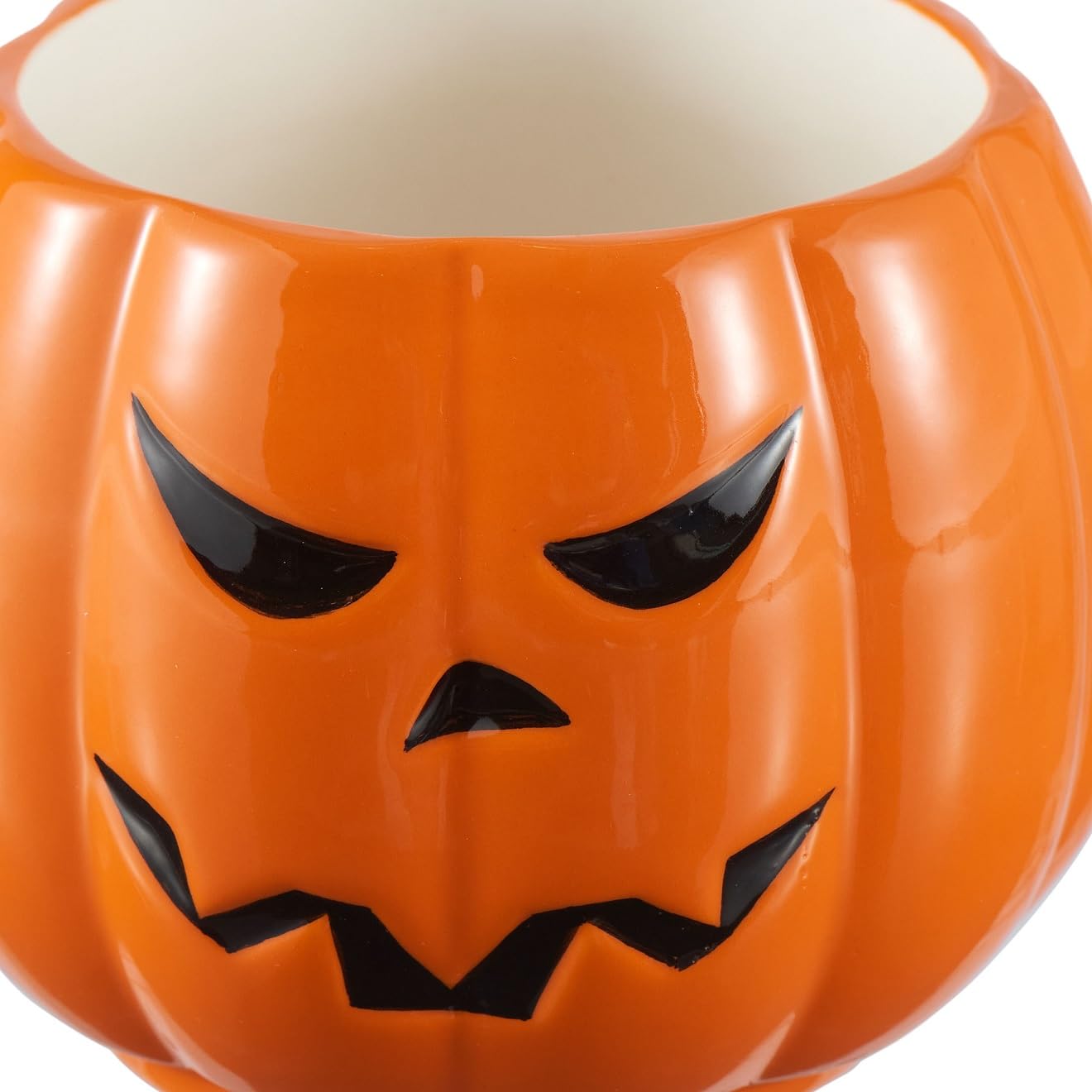 Way To Happiness 13-Ounce Halloween Orange Pumpkin Stoneware Stackable Mug Set with Iron Rack, Cute and Spooky Coffe Mugs