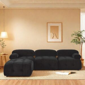 ChicFurnit Couch, L-Shaped Sectional Sofa, Modular Sectional Sofa with Reversible Ottoman, Button Tufted Designed Sofa Couch with Foam Cushions, Reversible Sectional Couches for Living Room, Black