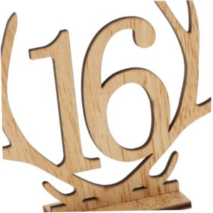 SWEETBIUTI Table Numbers Wooden Number Plate Freestanding Table Cards 1-20 Table Number Sign Stand Antler Table Cards Table Decor for Banquets Outdoor Living.