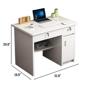 JIXDILO Home Office Writing Desk with Drawers,Wood Computer Desk Vanity Desk Study Table Desk with Storage,Modern Workstation Desk for Bedroom Living Room(31.5" L x 19.7" W x 29.5" H, Gray)