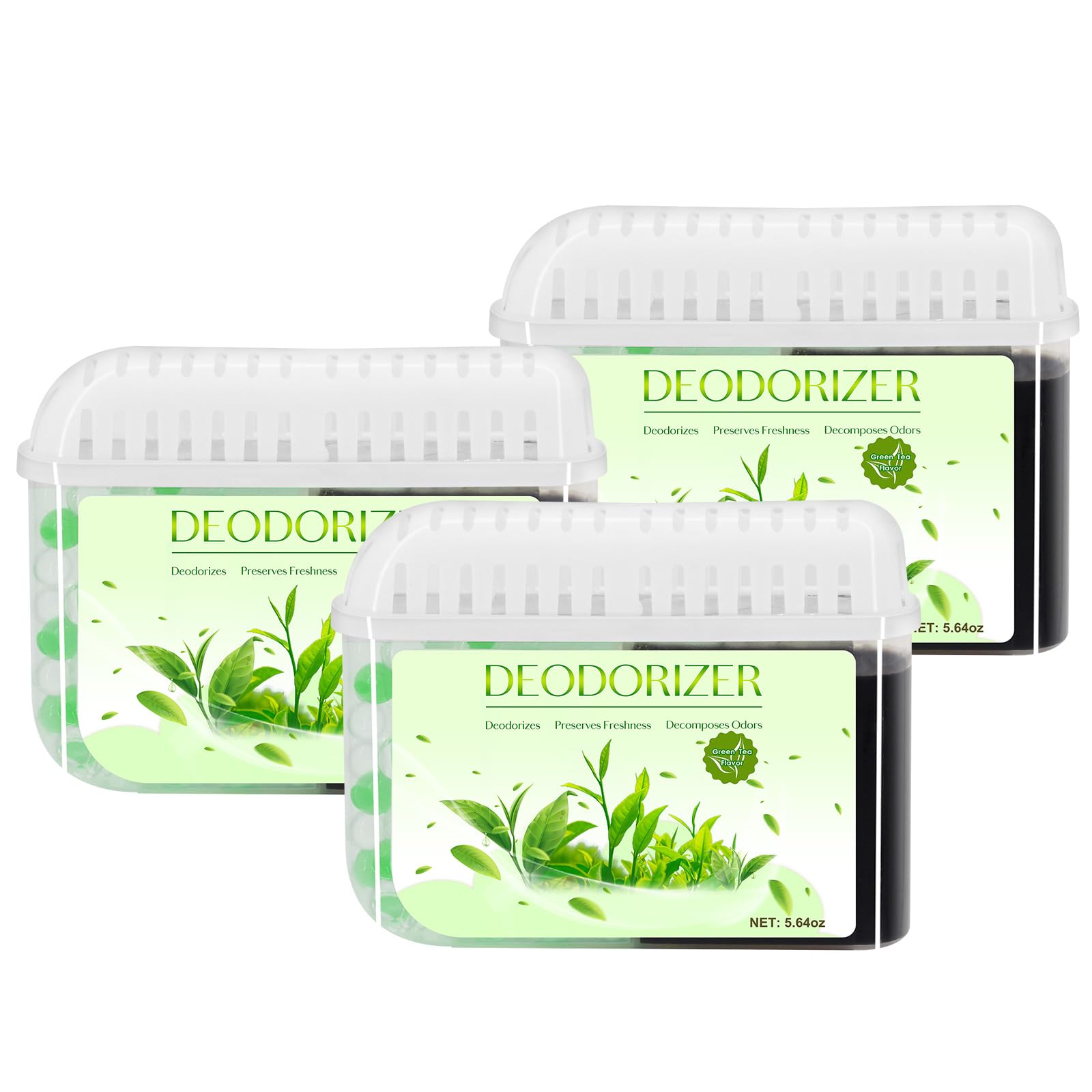 Refrigerator Deodorizer Can Be Used for over 2 Months More Effective Fridge Deodorizer than Baking Soda Bamboo Charcoal Suitable for Refrigerators Shoe Cabinets (Green tea flavor)