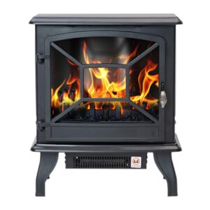 panana electric fireplace heater portable stove heater freestanding fireplace, 5300 btu, realistic flame effect