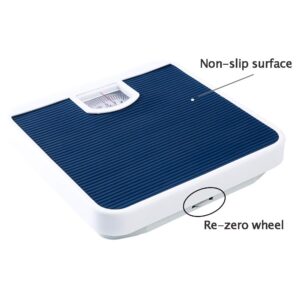 Bathroom Scale 287lb/130kg Capacity Extra Large Mechanical Dial Heavy Duty Professional Accurate Body Weight Scales(Light Gray)