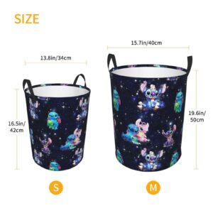 VLHENCD Cartoon Laundry Basket with Handles, Waterproof Laundry Hamper Organizer Basket for Clothes Toys Medium