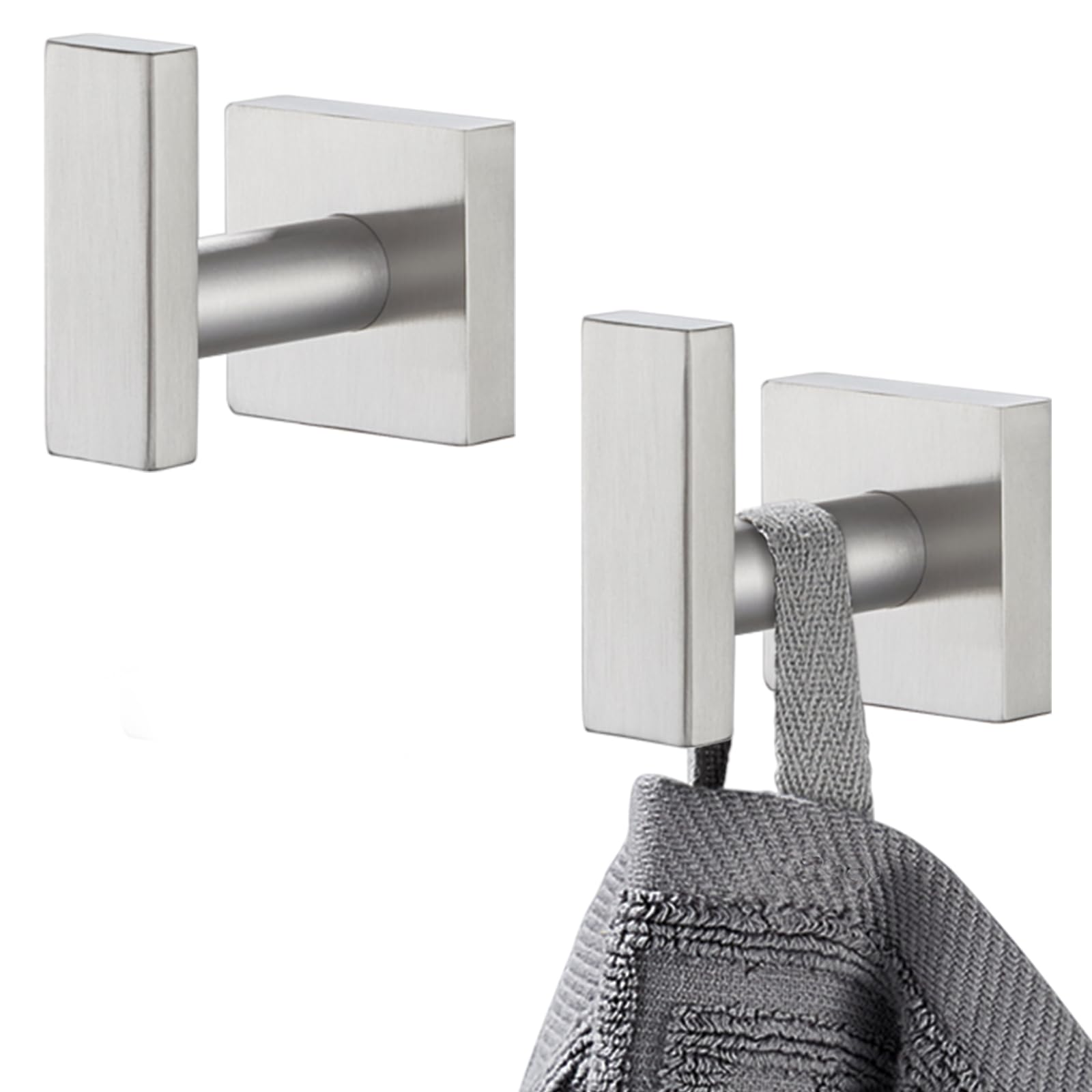 APLusee Brushed Nickel Towel Hook 2 Pack, 304 Stainless Steel Clothes Hook, Wall Mounted