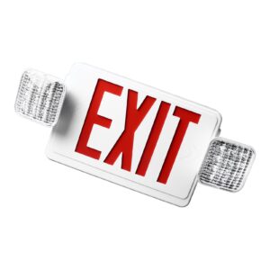 Led Exit Signs With Emergency Lights, Emergency Exit Sign With 2 Emergency Light AC85 to 265V for Schools, Churches, Hospitals