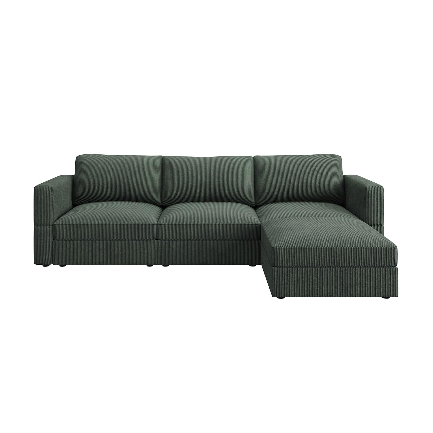 HONBAY Modular Sectional Couch with Storage Corduroy Sectional Sofa with Chaise L Shaped Sectional Couches for Living Room,Green