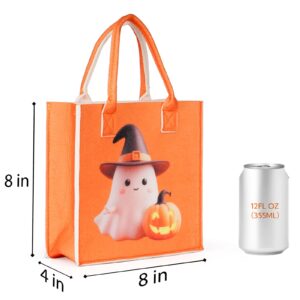 JIWINNER 3PCS Halloween Treat Bags for Candy - 8×8×4“ Halloween Bags with Handles - Reusable Halloween Candy Bags - Durable Halloween Bags for Trick or Treat